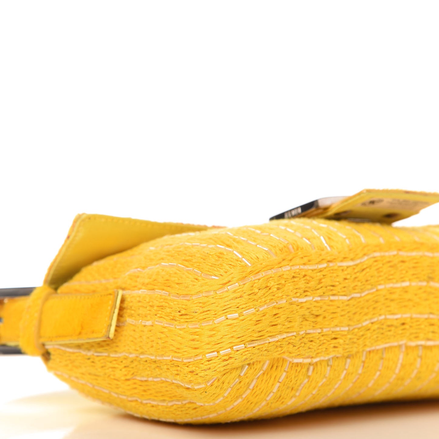 Knit Calf Hair Beaded Baguette Yellow