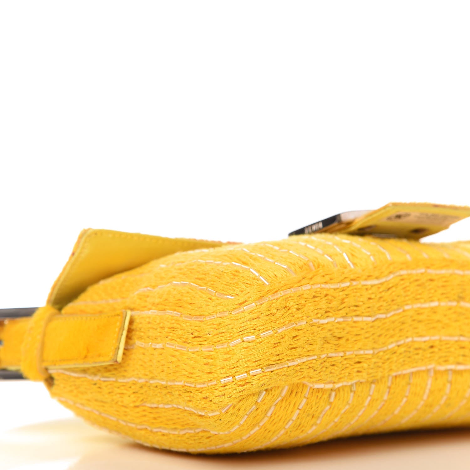 Fendi Knit Calf Hair Beaded Baguette Yellow 6 of 10