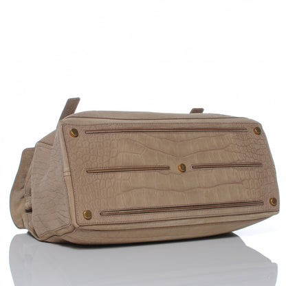 Saint Laurent Nubuck Crocodile Embossed Large Muse Two Beige 4 of 7