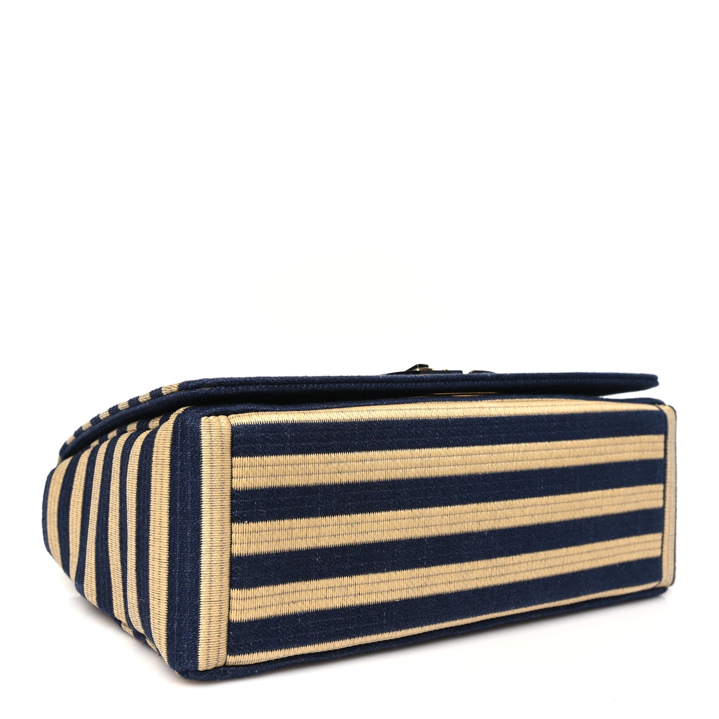 Canvas Striped Cannage Medium Caro Bag Beige Navy
