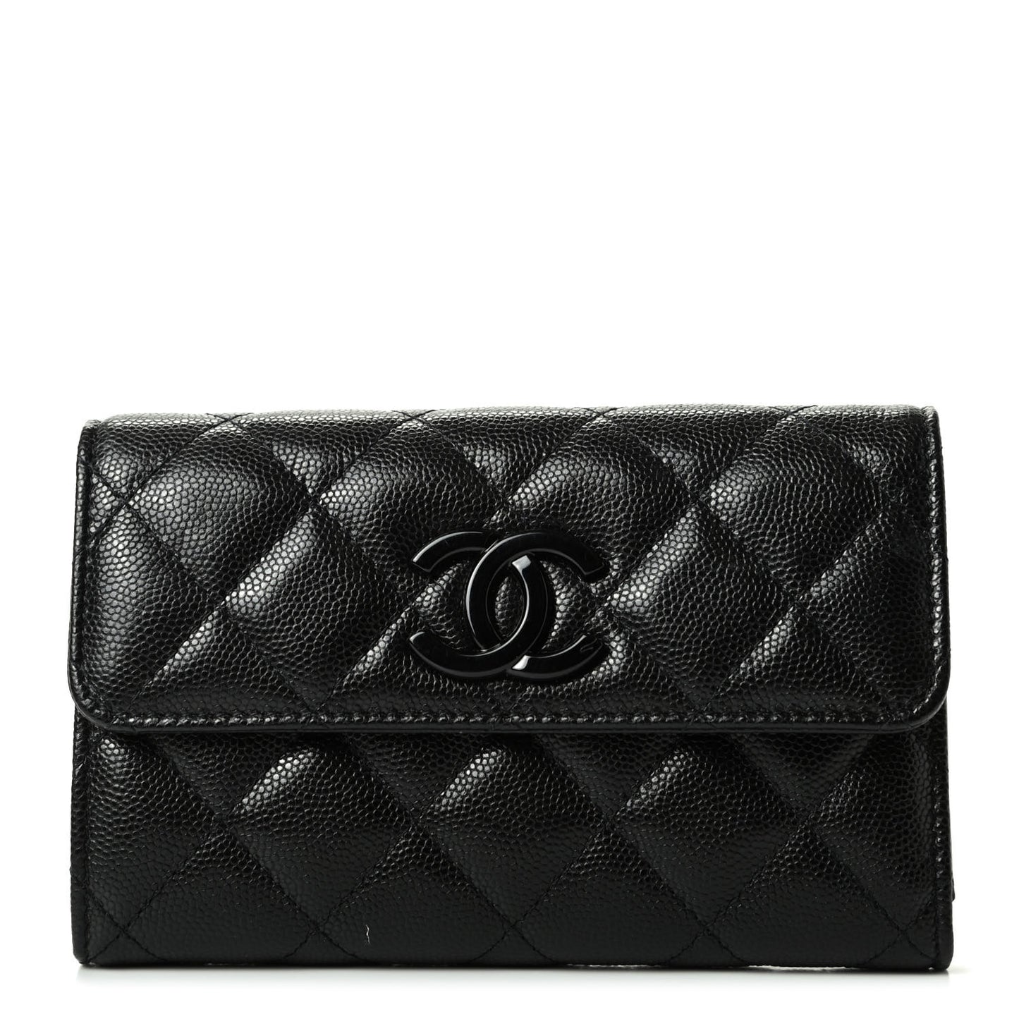Caviar Quilted My Everything Flap Wallet Black