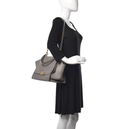 Celine Crocodile Embossed Nubuck Medium Trapeze Grey 3 of 12