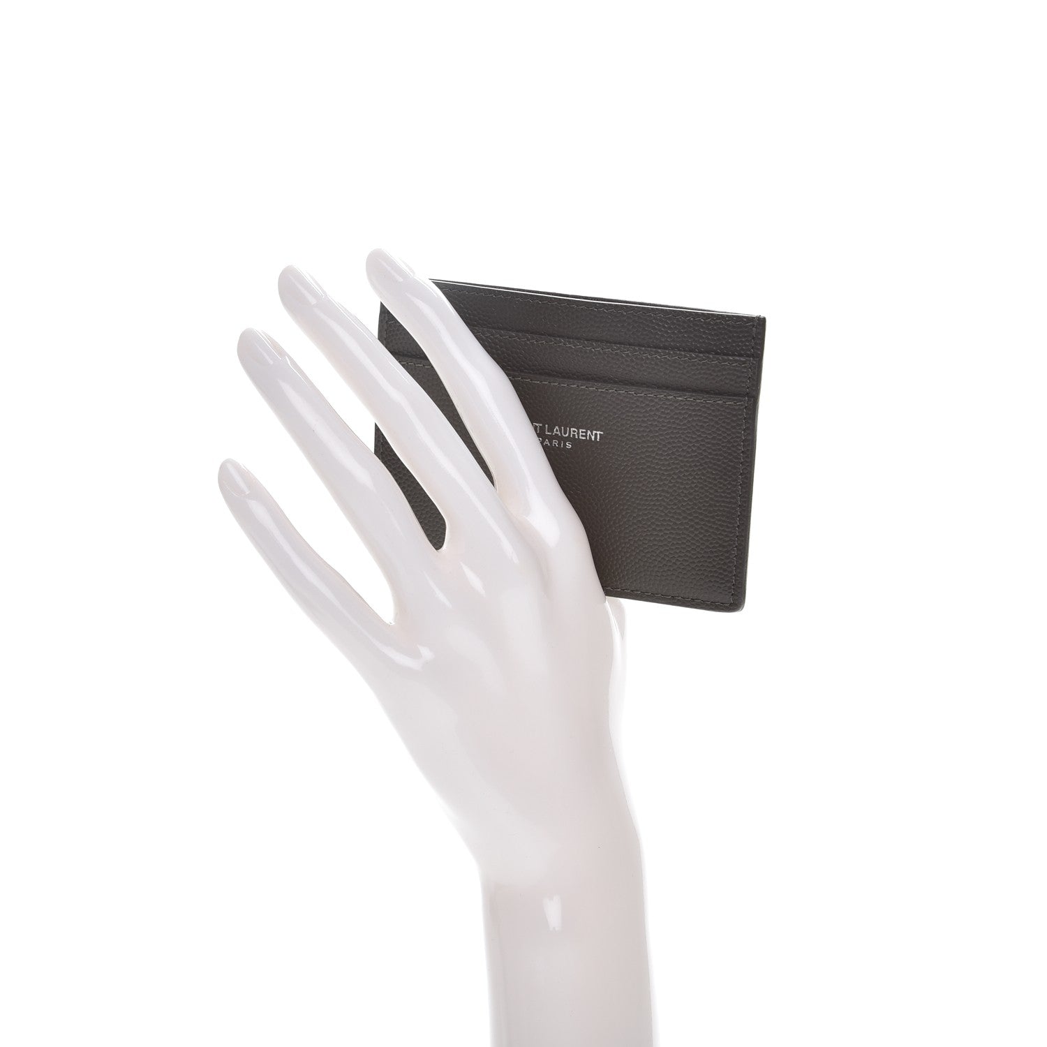 Saint Laurent Grain De Poudre Card Case Haunting Green 2 of 8