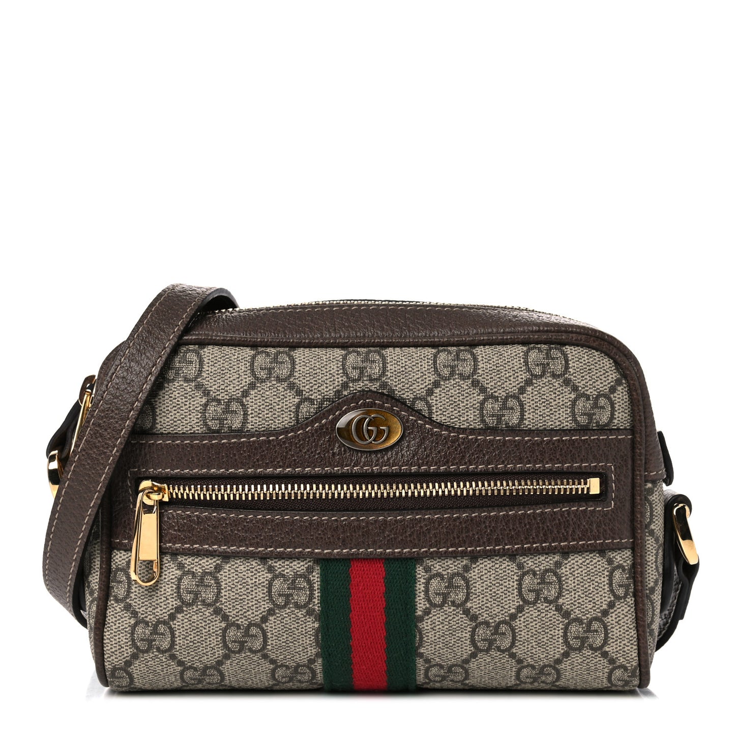 GG Supreme Monogram Web Mini Ophidia Shoulder Bag Brown