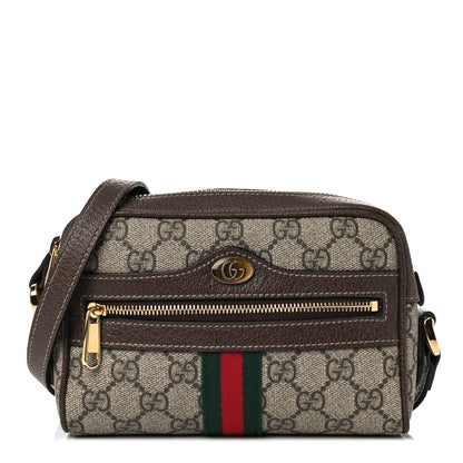 Gucci GG Supreme Monogram Web Mini Ophidia Shoulder Bag Brown 1 of 12