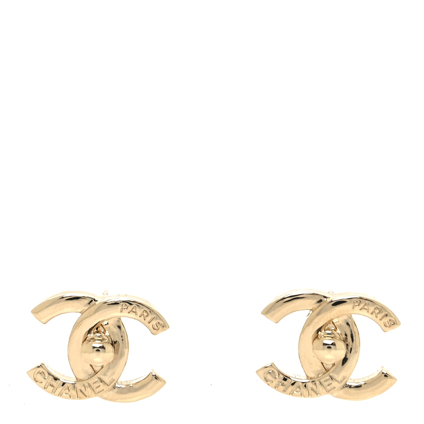 Metal Logo CC Turnlock Earrings Gold