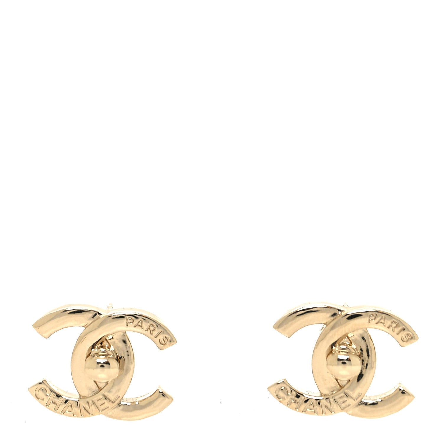 Chanel Metal Logo CC Turnlock Earrings Gold 1 of 5