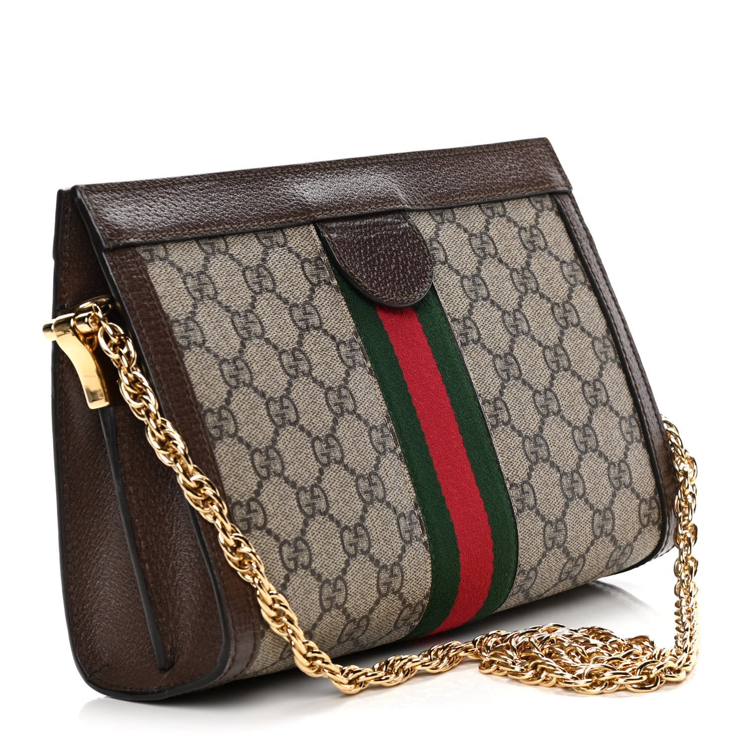 GG Supreme Monogram Web Small Ophidia Chain Shoulder Bag Brown