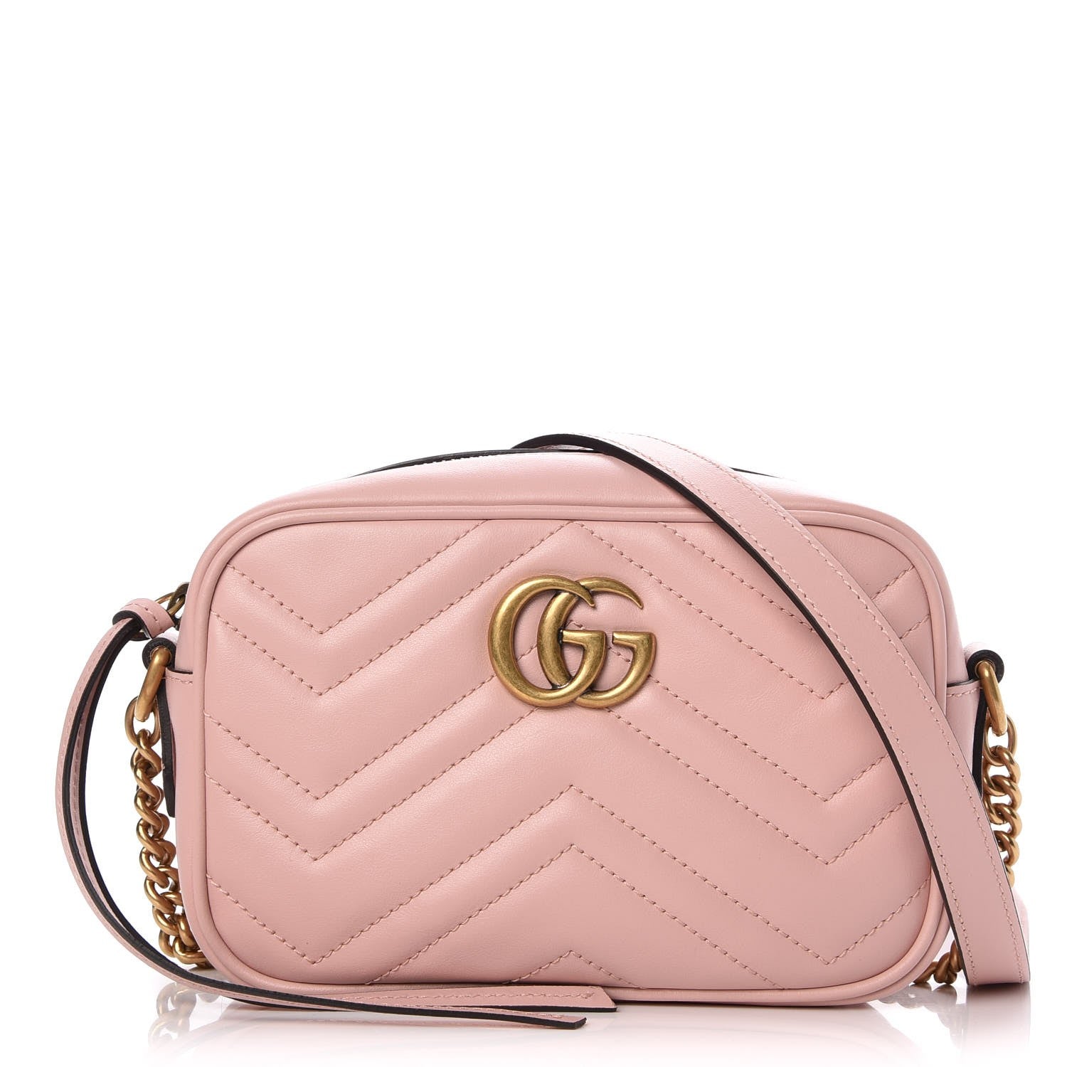 Gucci Calfskin Matelasse Mini GG Marmont Chain Shoulder Bag Perfect Pink 1 of 7