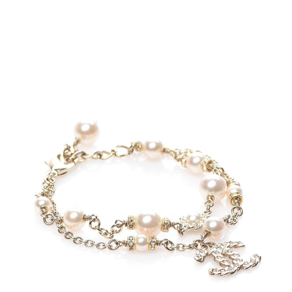 Chanel Pearl Crystal CC Bracelet Gold 1 of 4