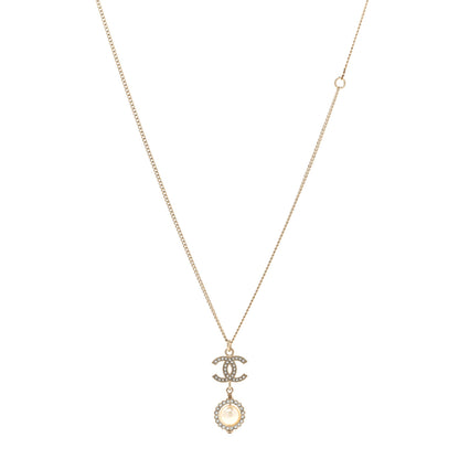 Chanel Pearl Crystal CC Pendant Necklace Gold 1 of 7