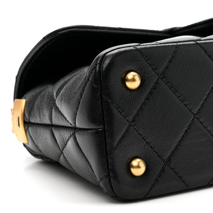 Chanel Lambskin Quilted Mini Flap Top Handle Bag Black 8 of 10
