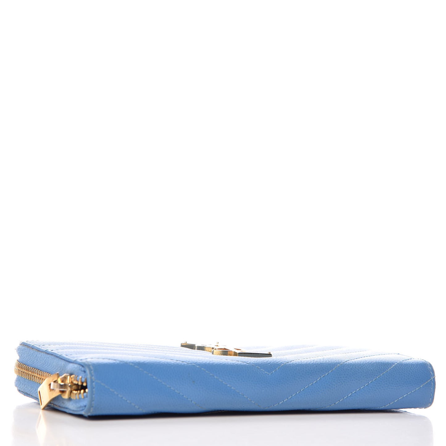 Grain De Poudre Matelasse Chevron Monogram Zip Around Wallet Blue Clair