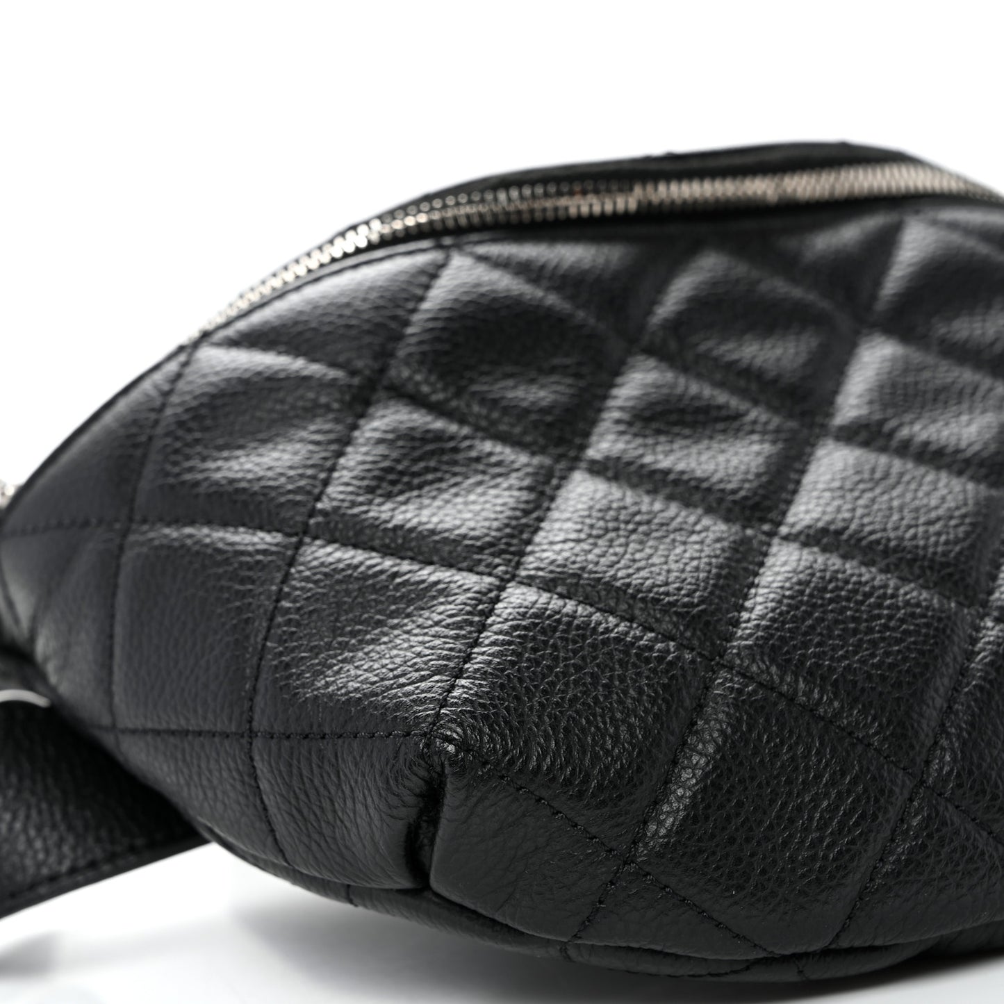 Grained Calfskin Quilted Waist Belt Bag Black