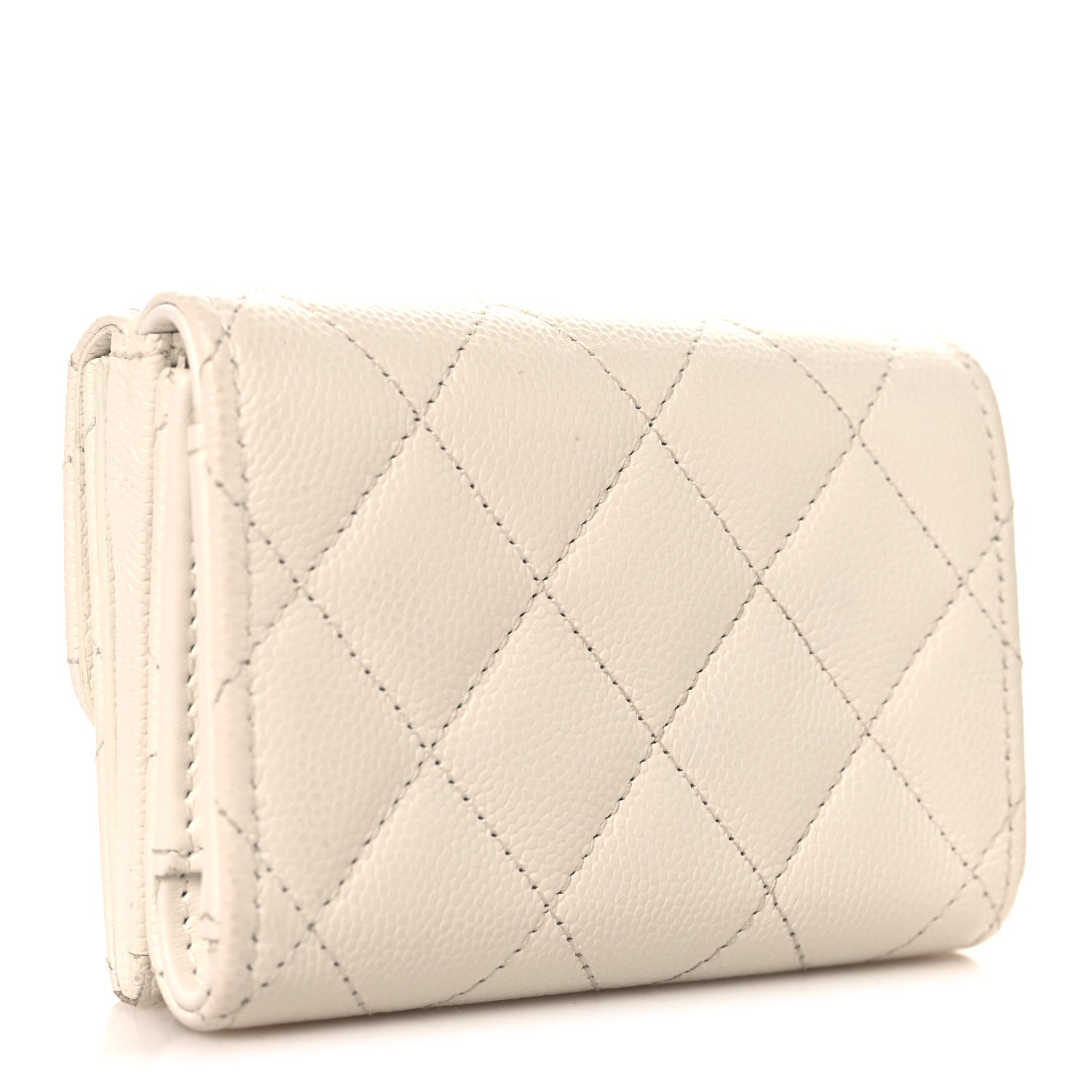 Chanel Caviar Quilted Crystal Star  Small Tri-Fold Flap Wallet White 3 of 10