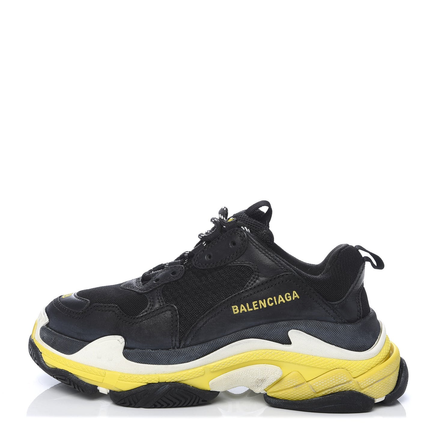 Fabric Mesh Womens Triple S Sneakers 38 Black Yellow