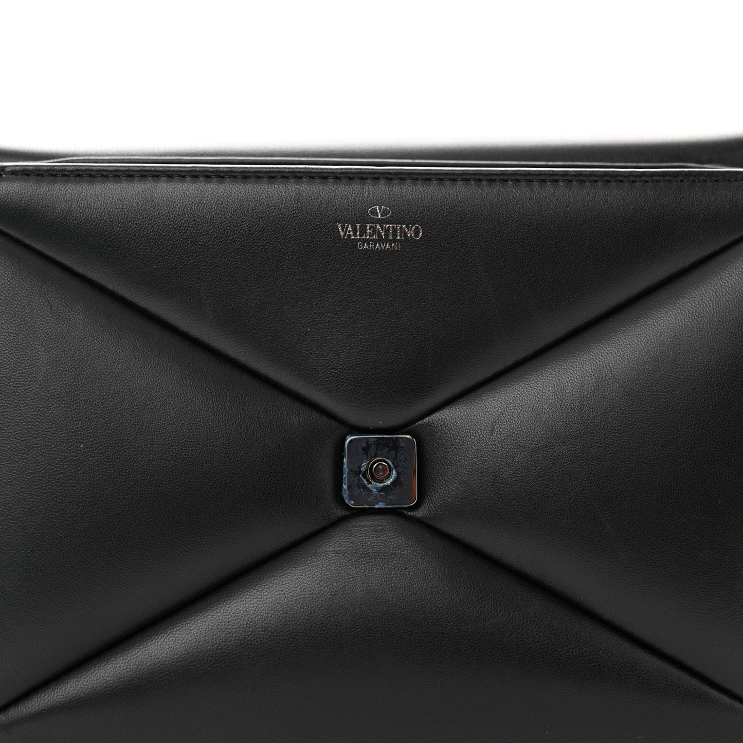VALENTINO GARAVANI Nappa Tonal One Stud Chain Shoulder Bag Black