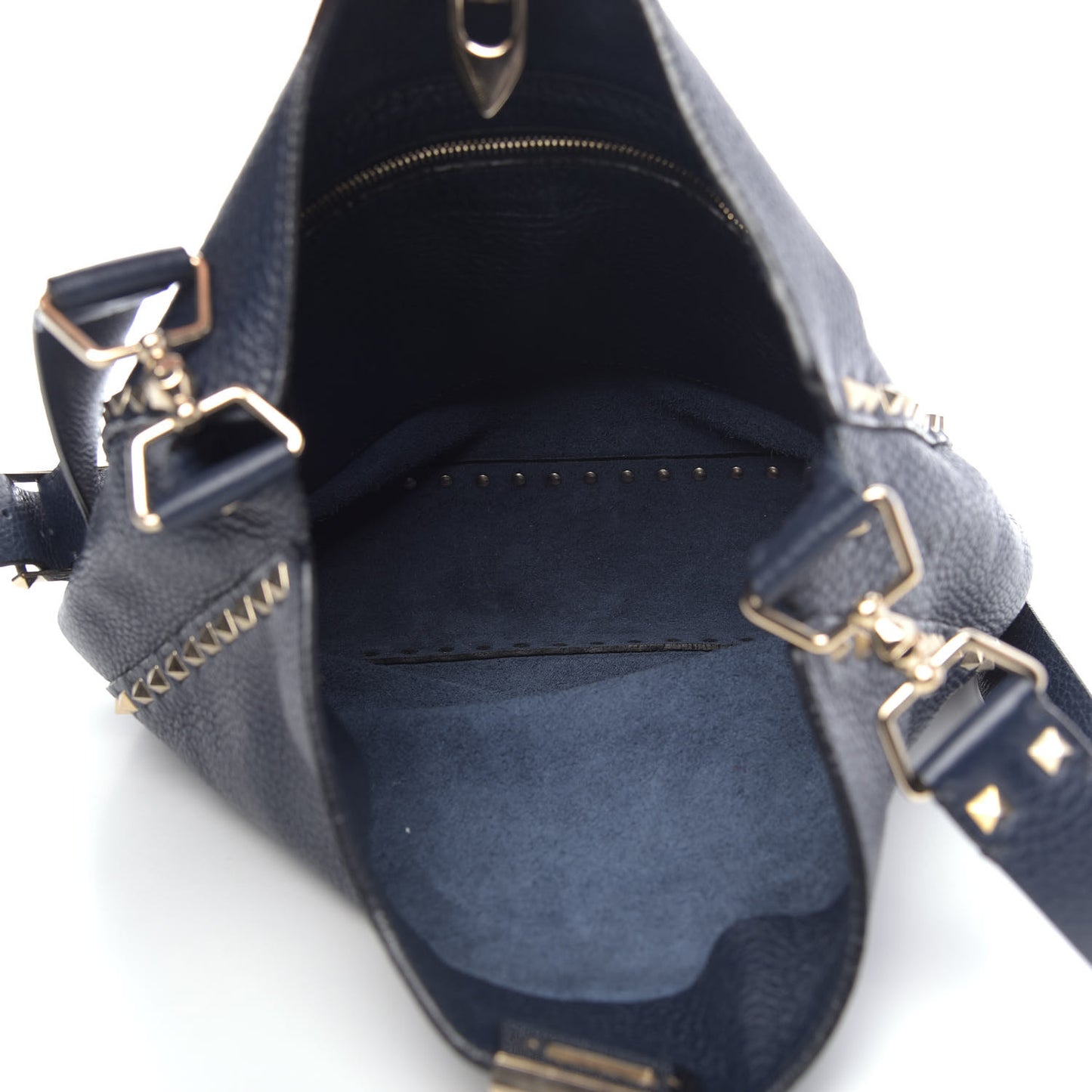 Pebbled Calfskin Large Rockstud Flip-Lock Messenger Bag Marine