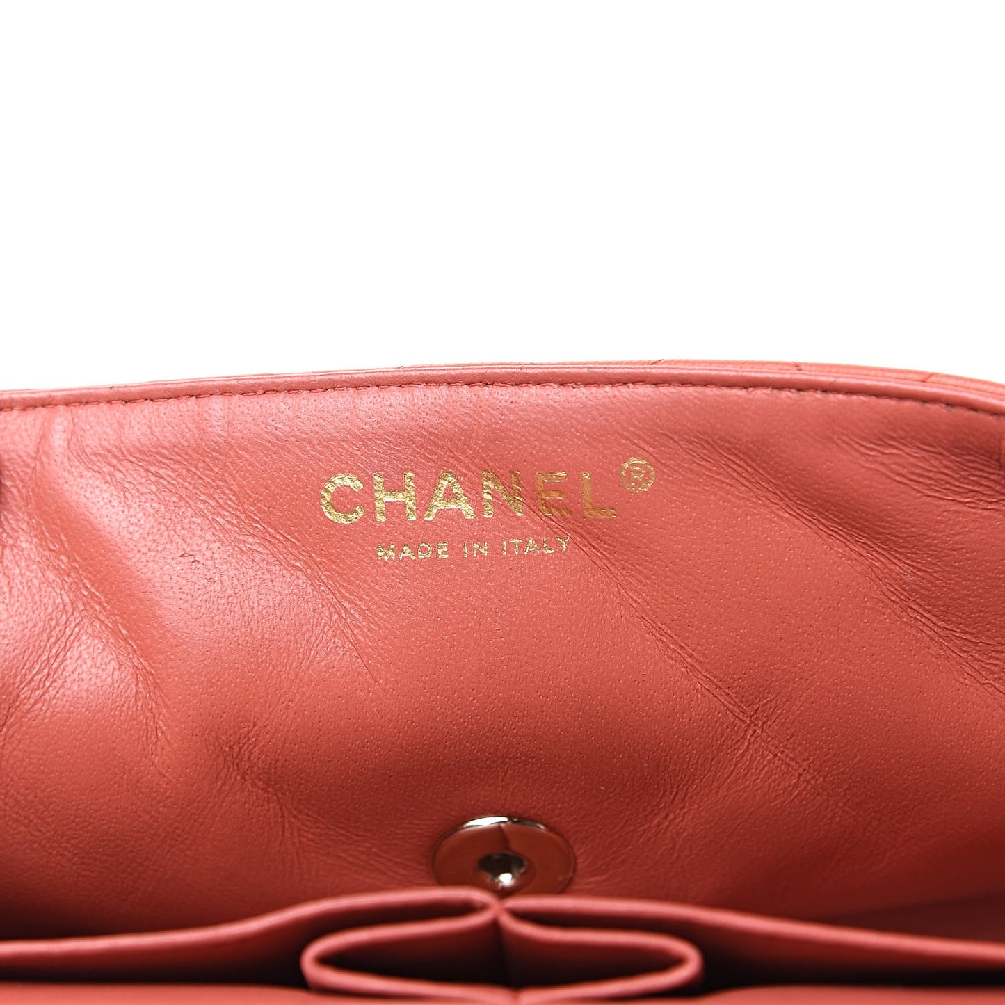 Lambskin Quilted East West Flap Coral