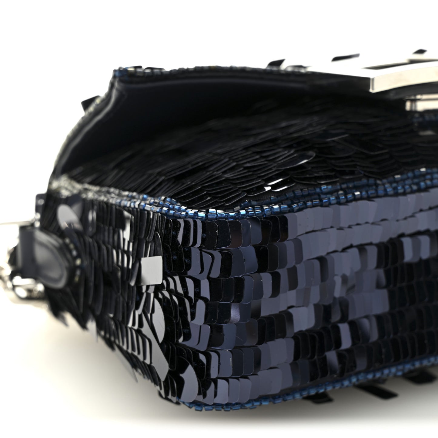 Sequin Paillettes Shiny Nappa Sex and the City Mini Baguette Midnight