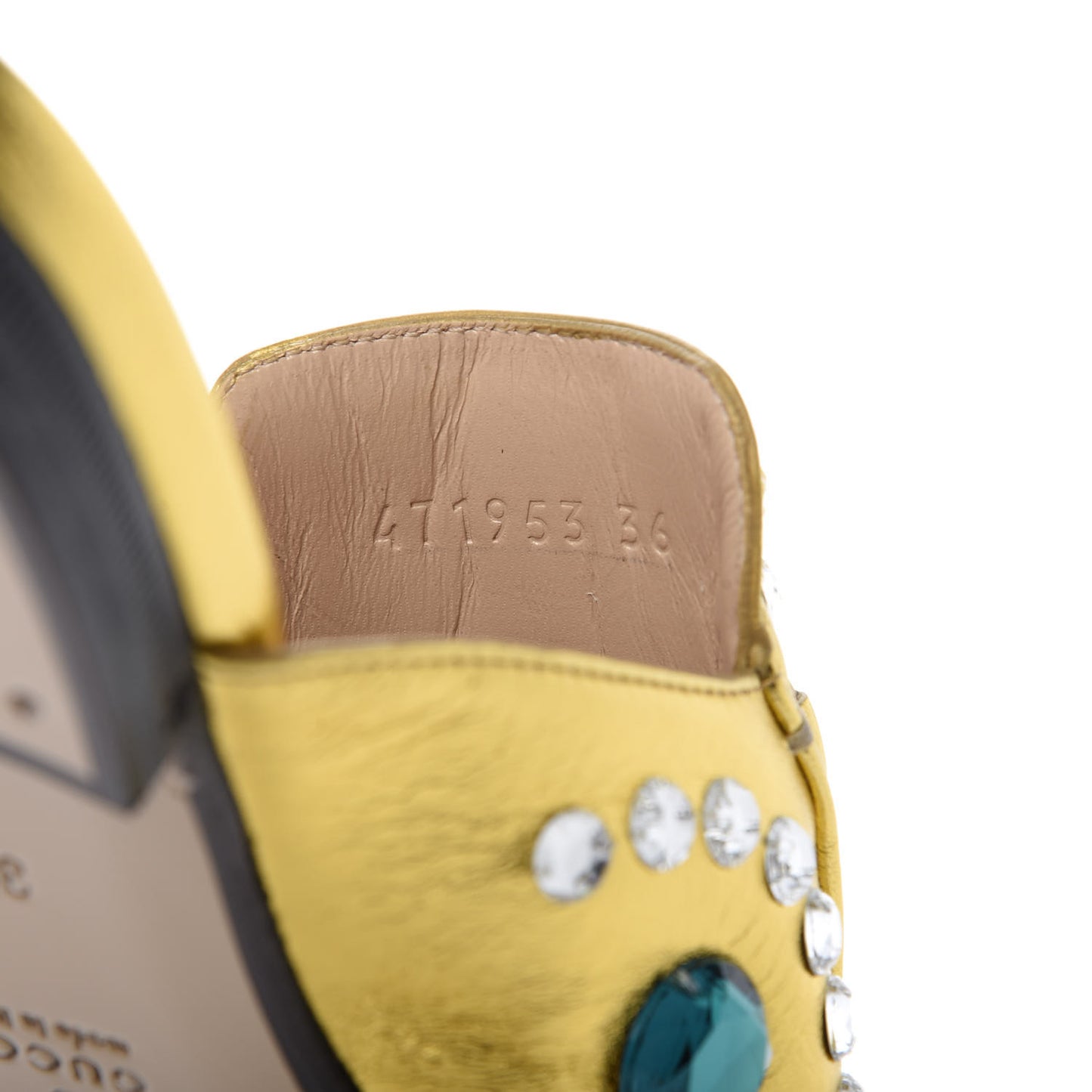 Metallic Nappa Crystal Womens Princetown Slippers 36 Gold