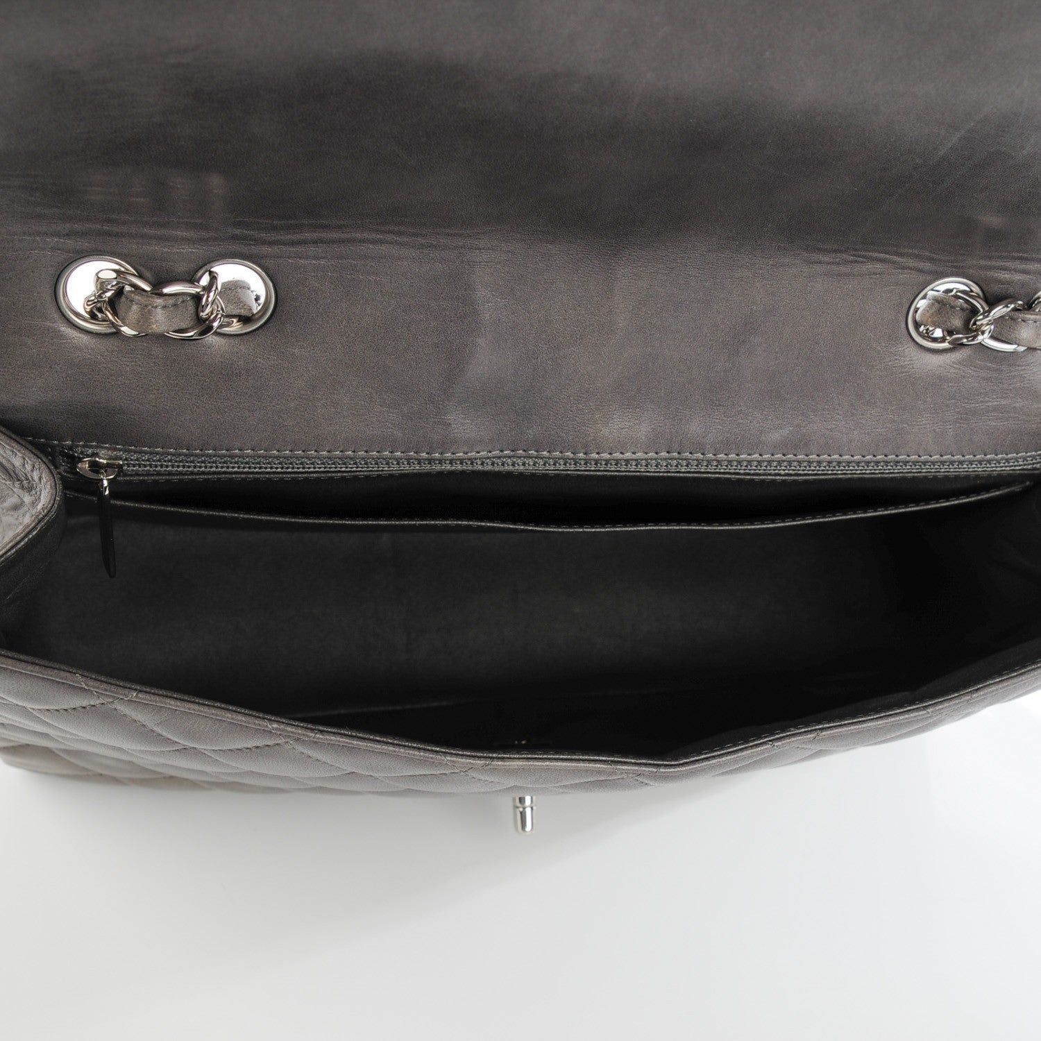 Chanel Lambskin Quilted Jumbo Single Flap Dark Grey 6 of 8