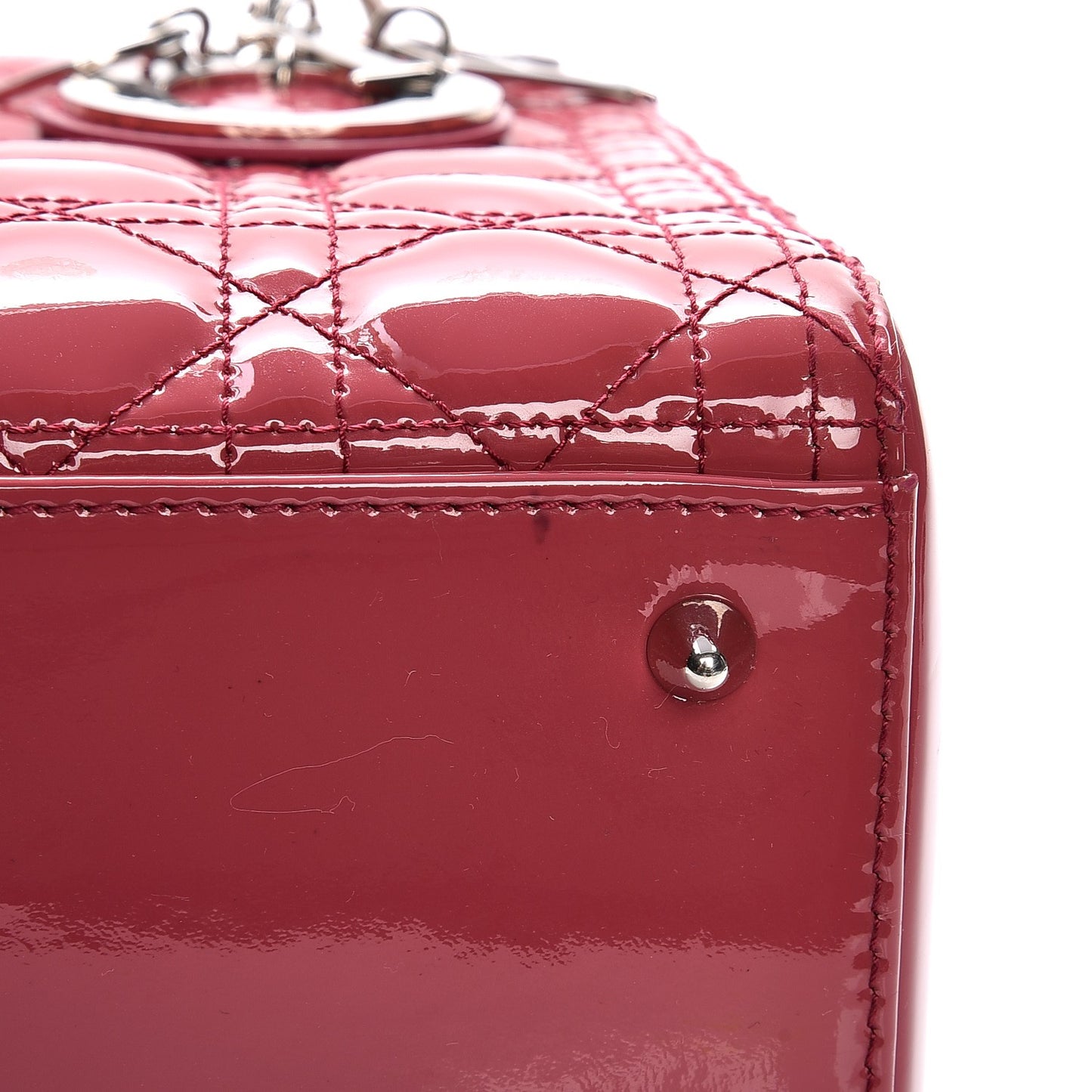 Patent Cannage Medium Lady Dior Dark Pink