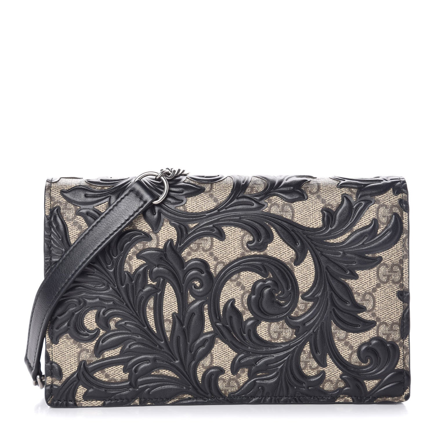 Gucci GG Supreme Monogram Arabesque Chain Wallet Black 1 of 10