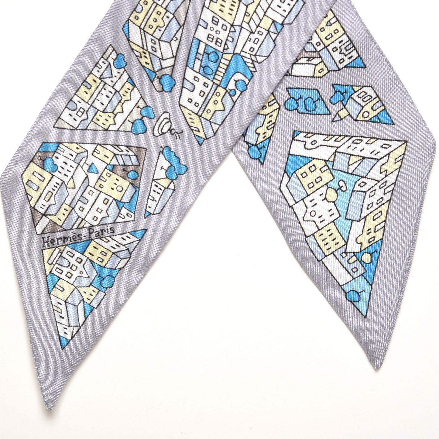 Silk Rire Droite Rive Gauche Twilly Gris Perle Bleu Jaune Pale