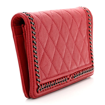 Chanel Calfskin Quilted Boy Chain Around Yen Wallet Red 3 of 8