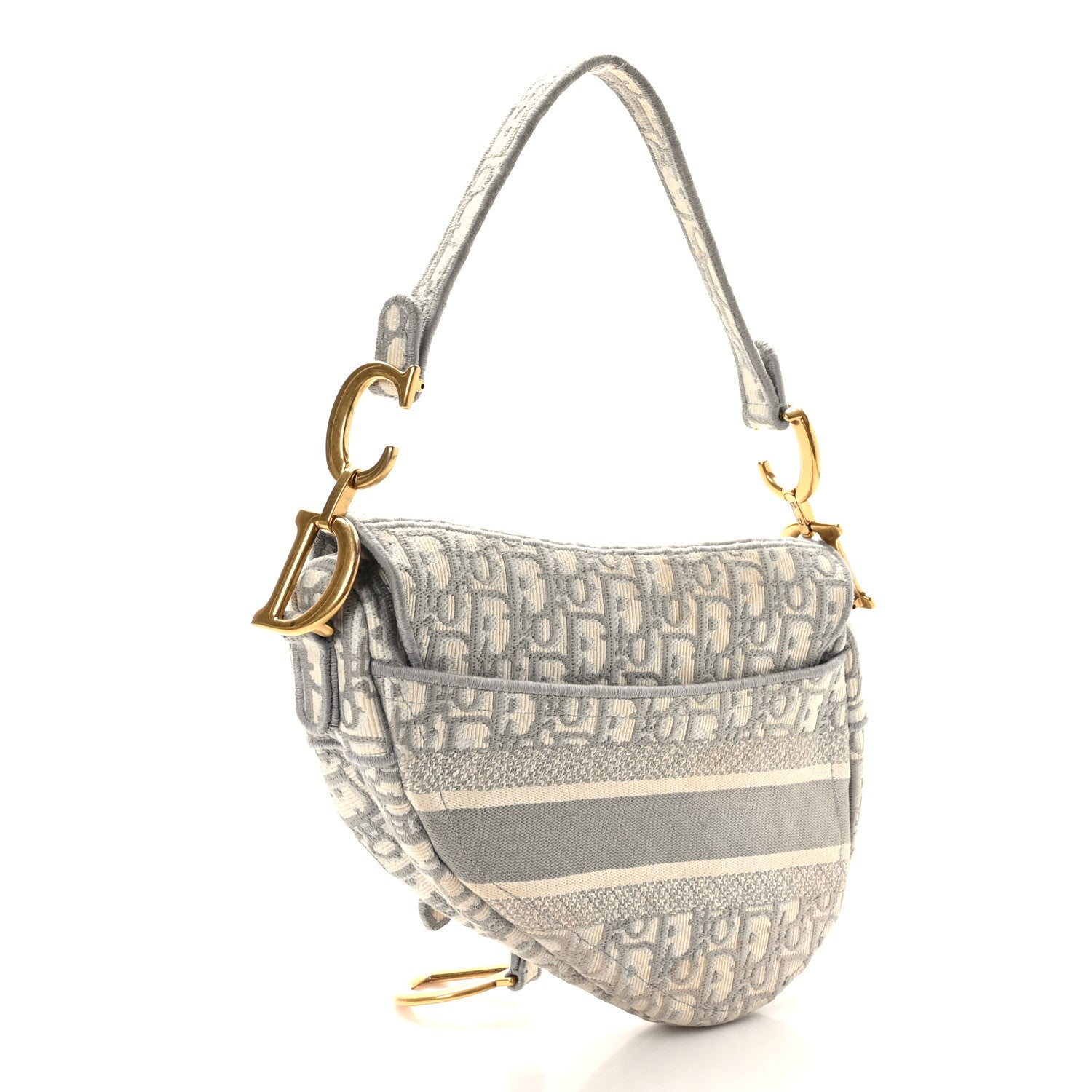 Christian Dior Oblique Embroidered Saddle Bag Gray 3 of 10