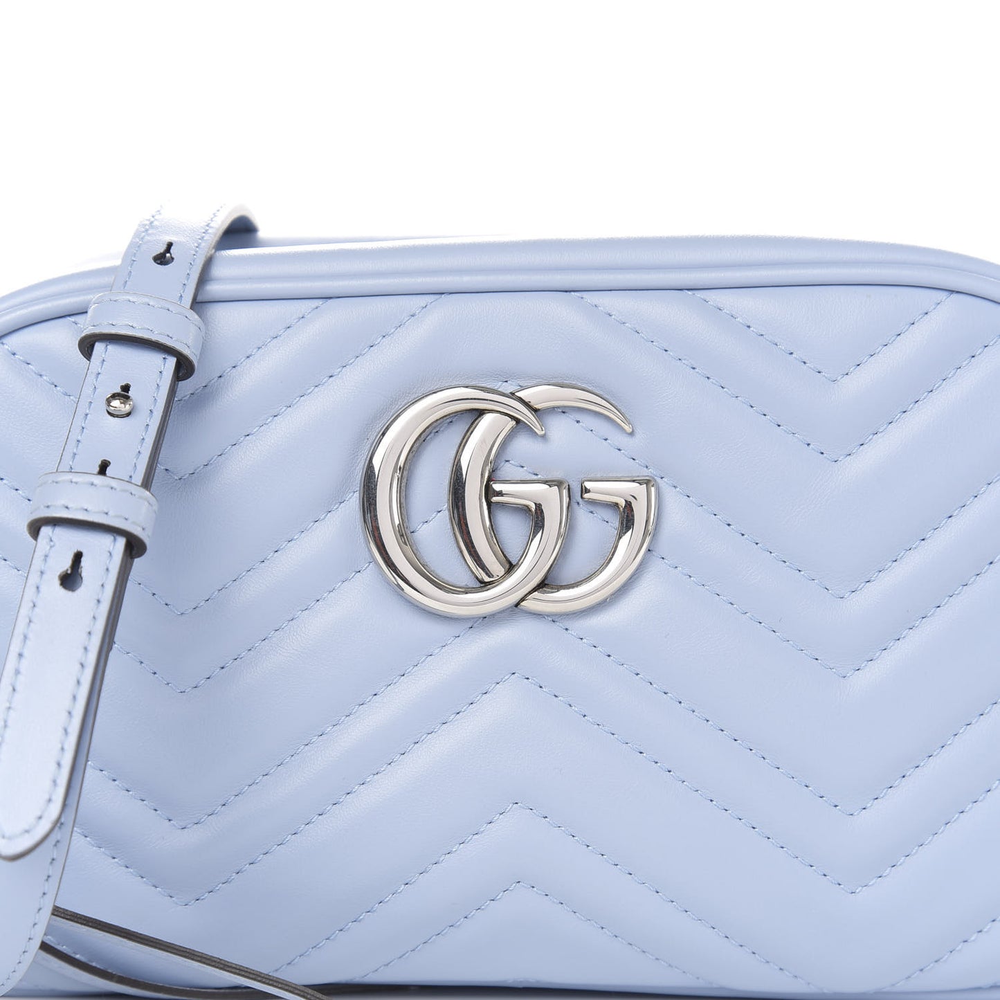 Calfskin Matelasse Small GG Marmont Chain Shoulder Bag Porcelain Light Blue