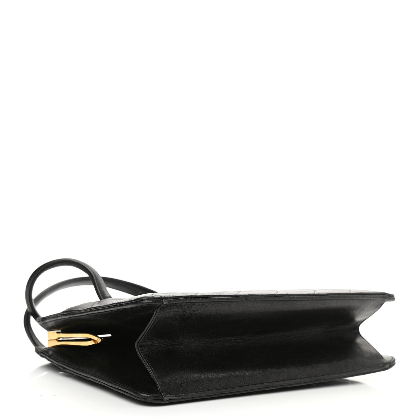 Lambskin Quilted Top Handle Bag Black