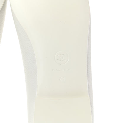 Chanel Calfskin Patent Cap Toe CC Ballerina Flats 41 White 6 of 9