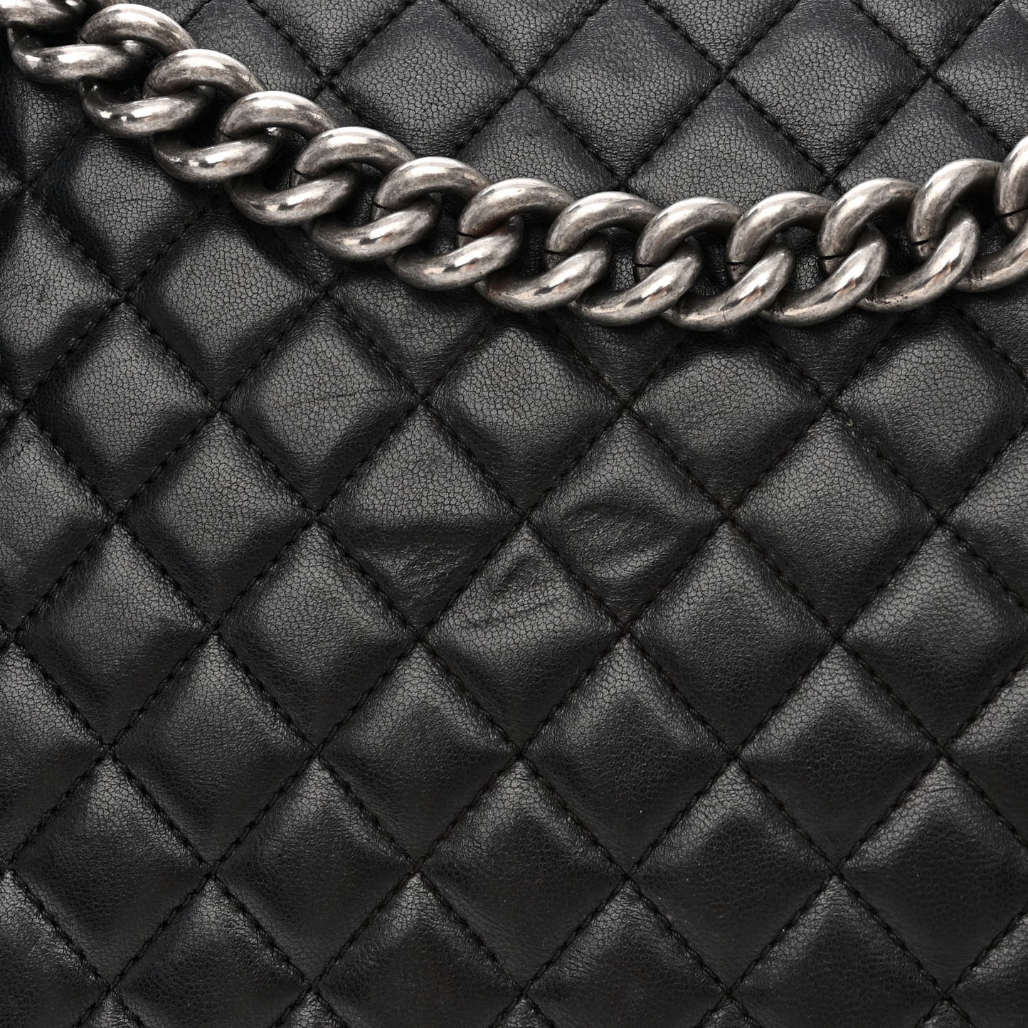 Calfskin Quilted Large Boy Flap Black