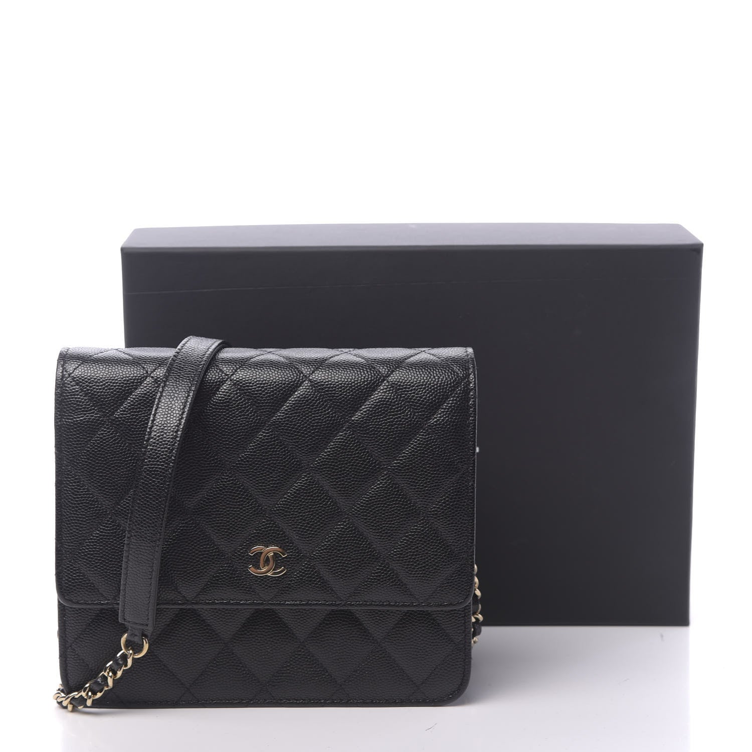 Chanel Caviar Quilted Square Wallet On Chain WOC Black 12 of 12