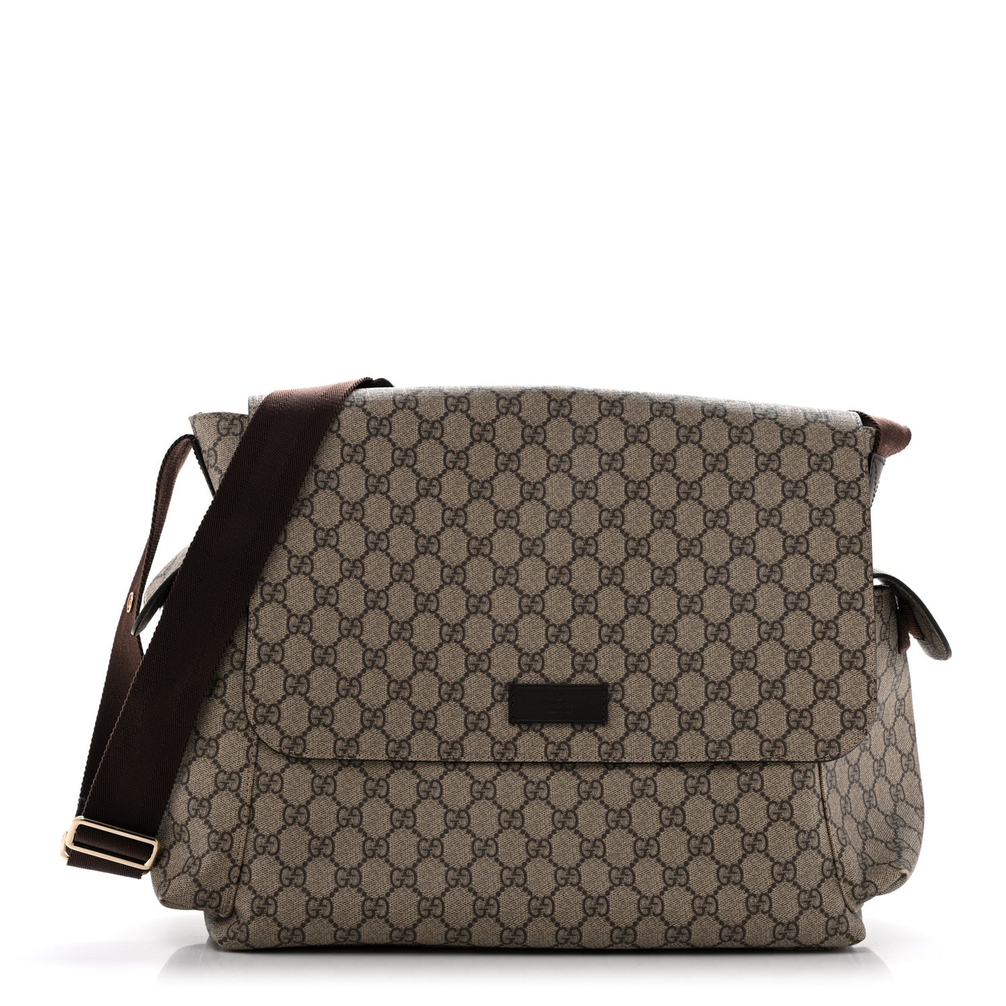 GG Plus Monogram Messenger Diaper Bag Dark Brown