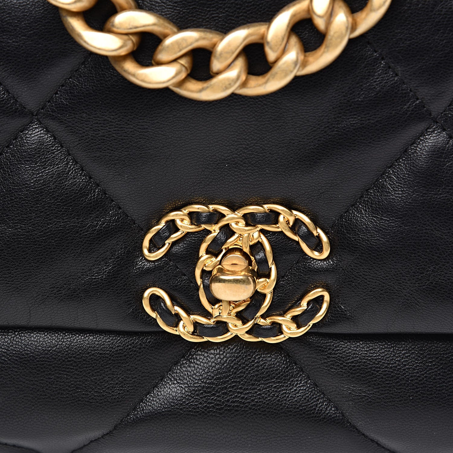 Chanel Goatskin Quilted Medium 19 Flap Black 10 of 11