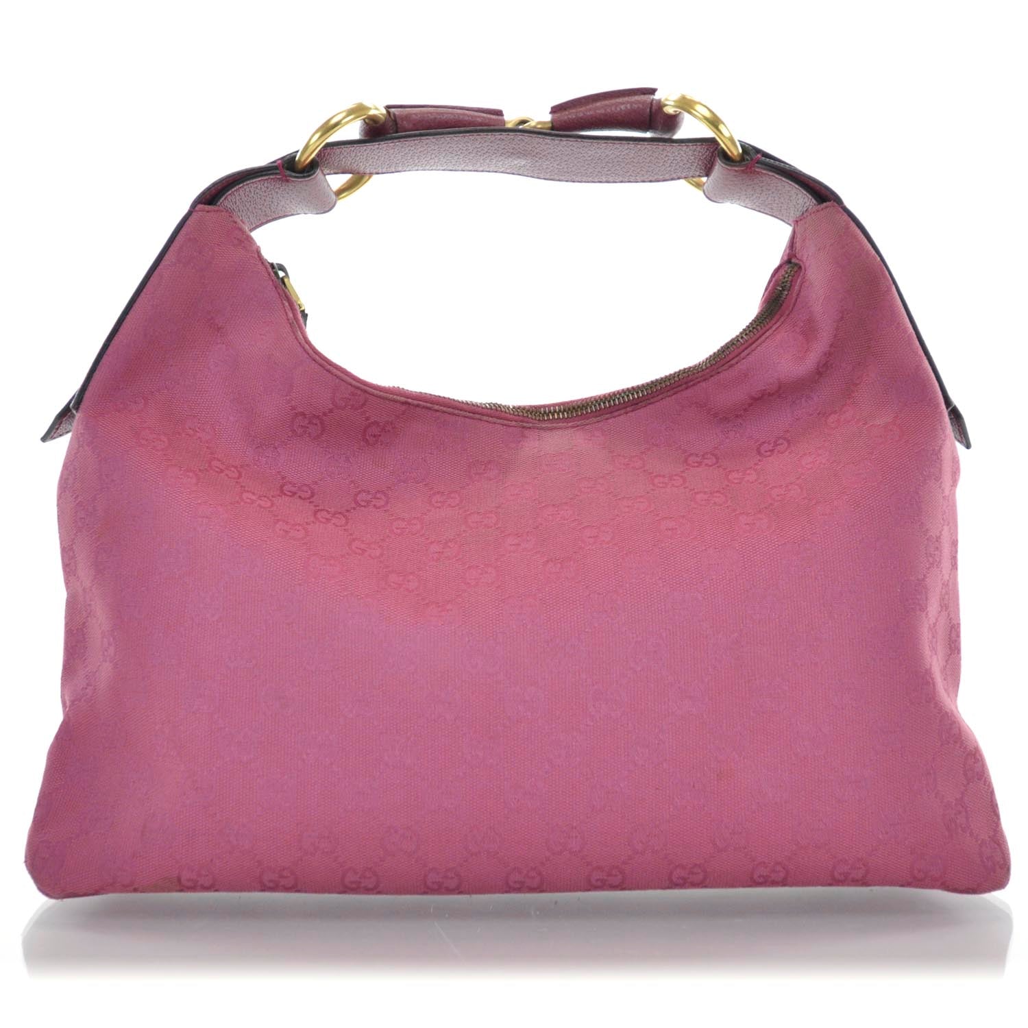 Gucci Monogram Medium Horsebit Chain Hobo Fuchsia 1 of 9