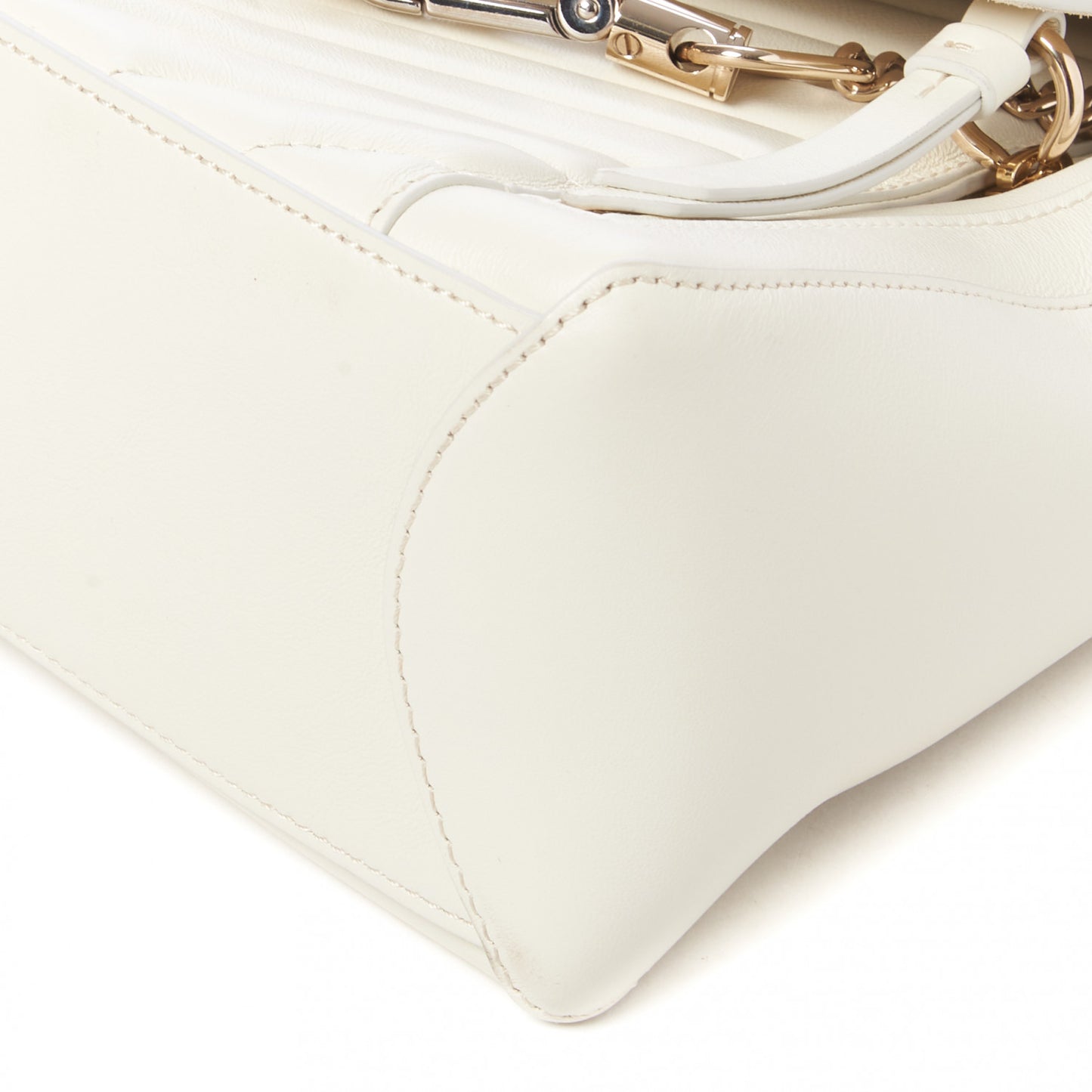 Smooth Calfskin Quilted Small Faye Day Shoulder Bag Natural White