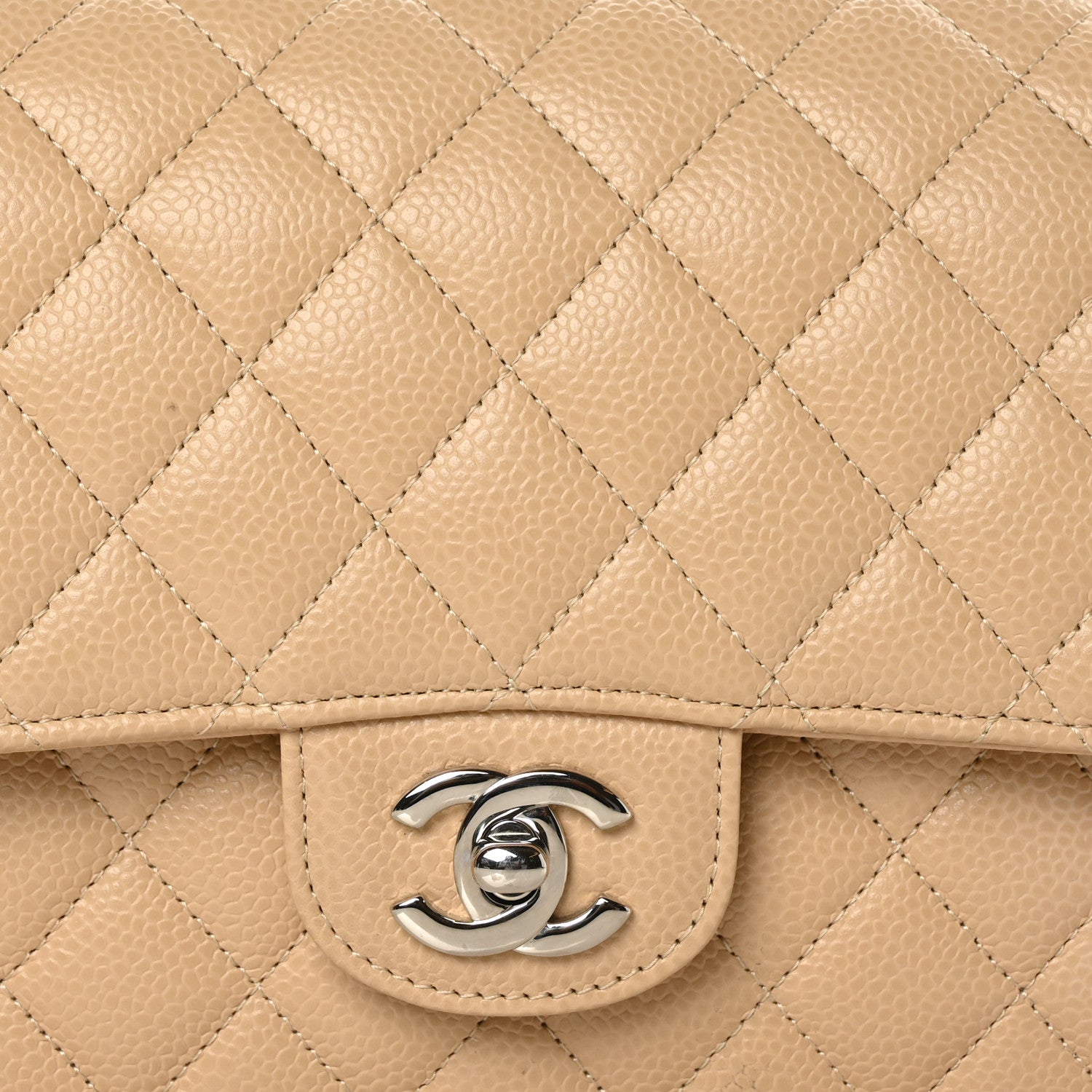 Chanel Caviar Quilted Medium Double Flap Beige 8 of 10