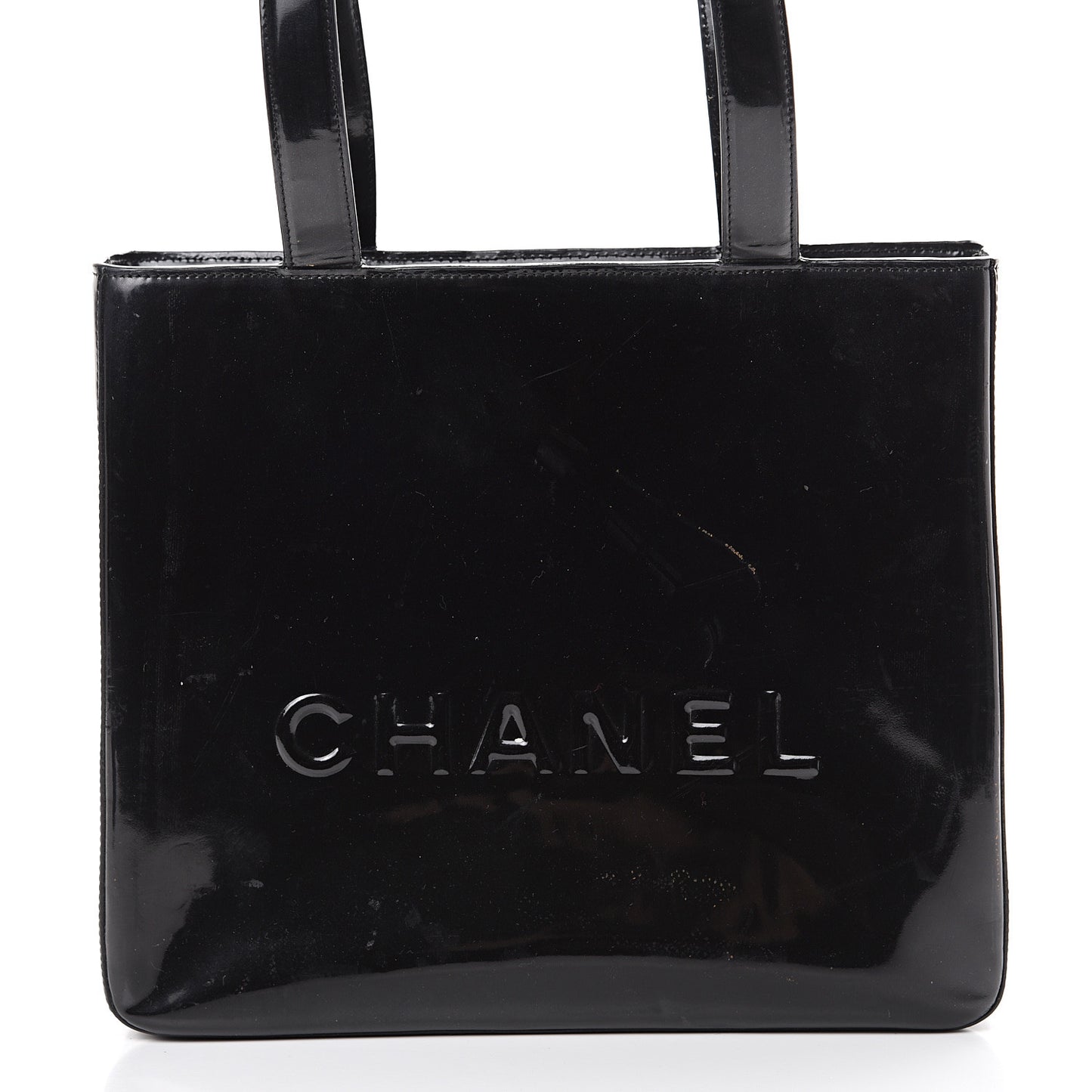 Patent Logo Shoulder Bag Black
