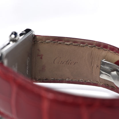 Cartier Stainless Steel Alligator 27mm Tank Solo Quartz Watch Red 6 of 9