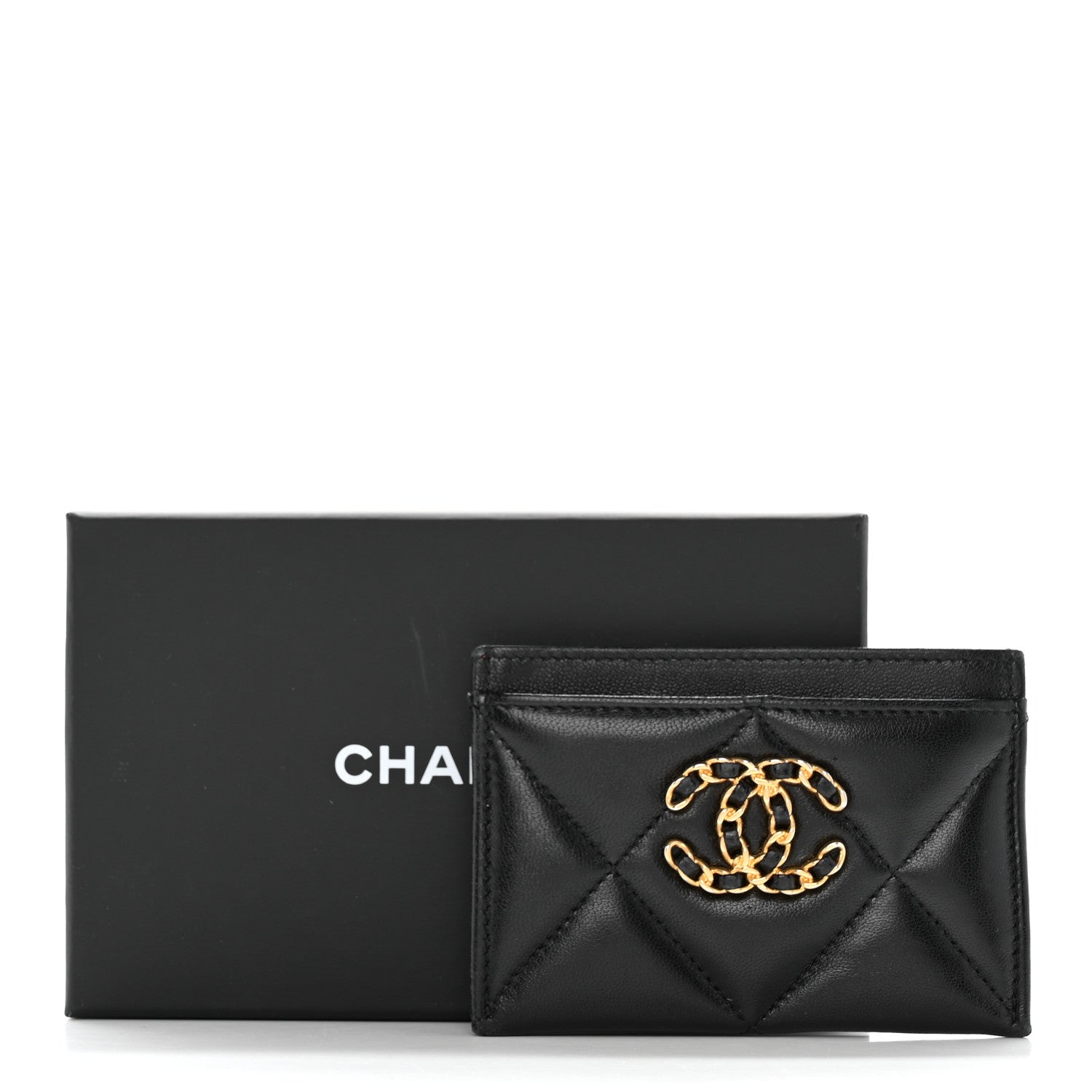 Chanel Lambskin Quilted Chanel 19 Card Holder Black 15 of 15