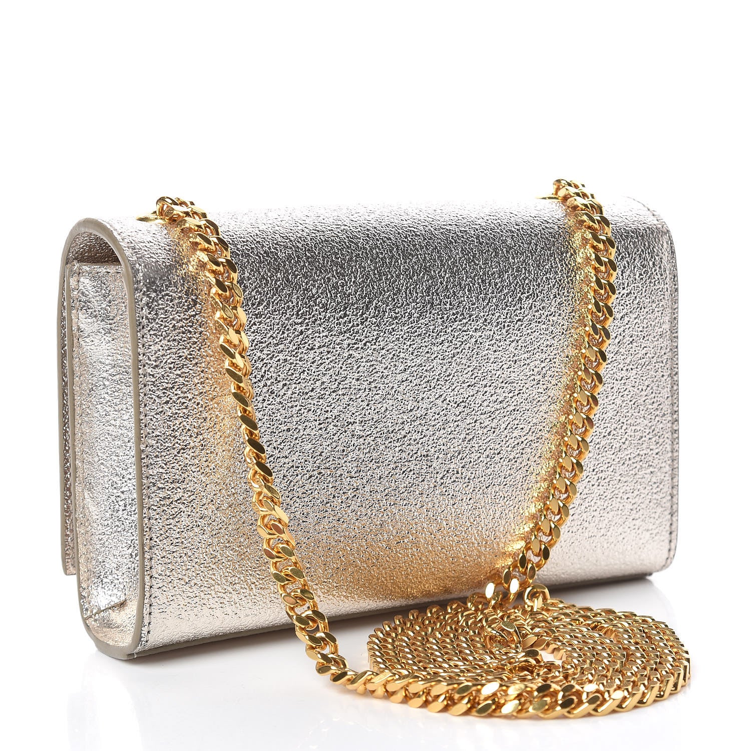 Saint Laurent Metallic Calfskin Small Classic Monogram Kate Satchel Pale Gold 3 of 9