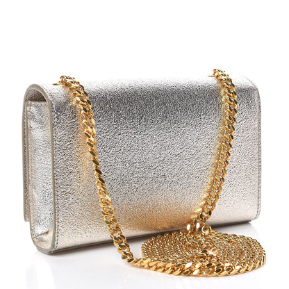 Saint Laurent Metallic Calfskin Small Classic Monogram Kate Satchel Pale Gold 3 of 9