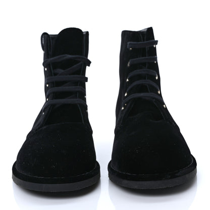 Chanel Velvet CC Lace Up Boots 41 Black 2 of 6