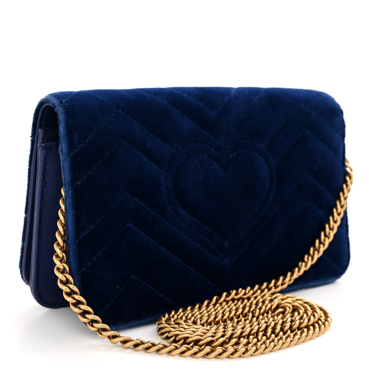 Velvet Matelasse GG Marmont Mini Bag Cobalt Blue
