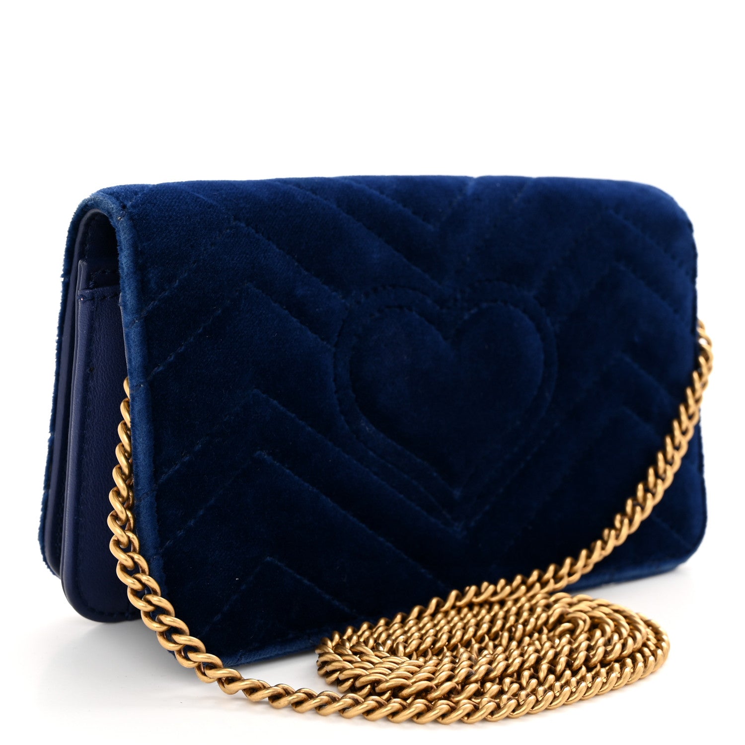 Gucci Velvet Matelasse GG Marmont Mini Bag Cobalt Blue 3 of 11