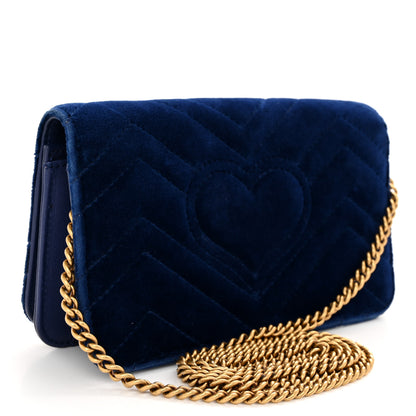 Gucci Velvet Matelasse GG Marmont Mini Bag Cobalt Blue 3 of 11